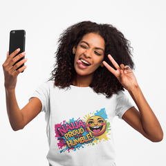 Naija- Proud To Be Humble! Unisex T-shirt - Naija Of Course Fashion, female wearing white T-shirt