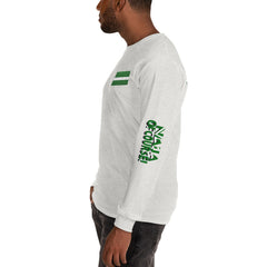 Naija Emi Lokan & Of Course Long Sleeve T-shirt - Naija Of Course Fashion, Male model left side view