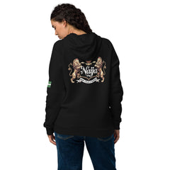 Naija Keep Calm & Hustle Under Armour® hoodie - Naija Of Course Fashion- female model in black hoodie, back view