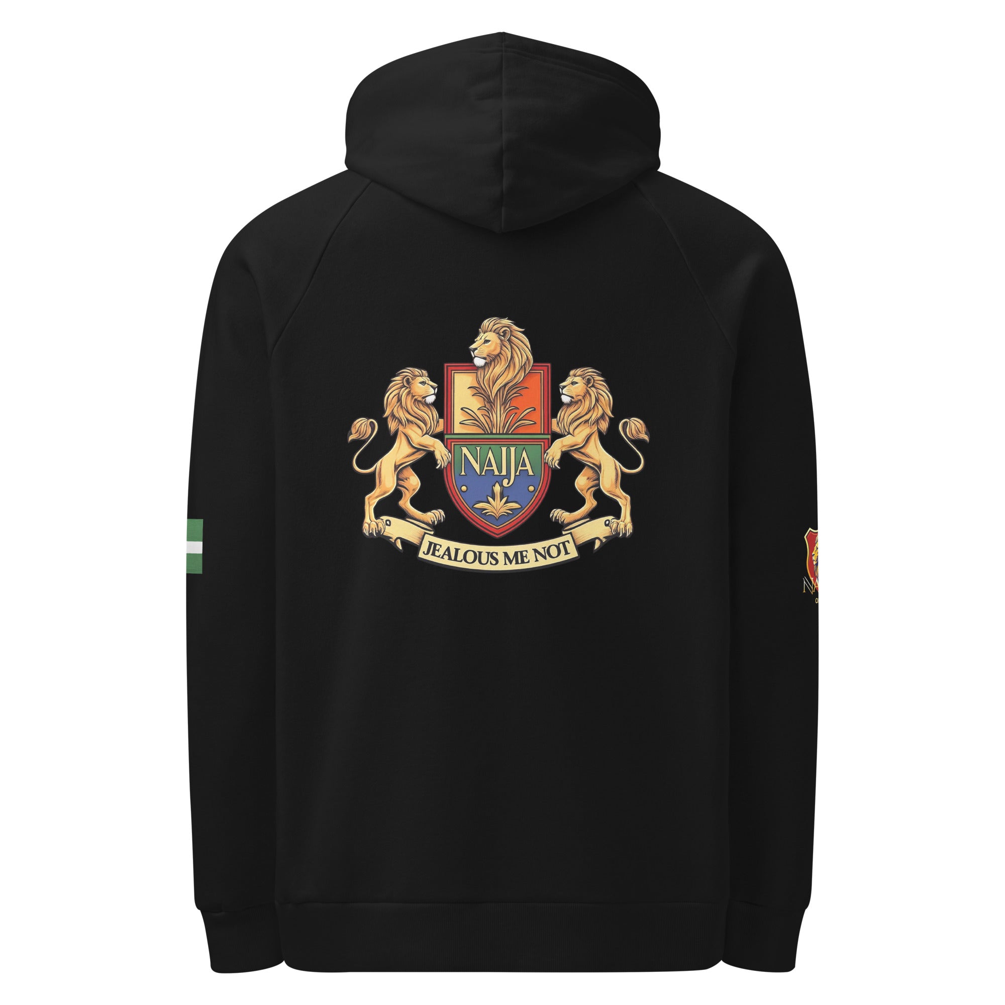 Naija Jealous Me Not & Naija of Course Under Armour® hoodie - Naija Of Course Fashion, back view, black hoodie