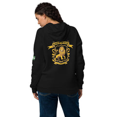 Naija Not But I Dey Flex Like 1 Under Armour® hoodie - Naija Of Course Fashion, black hoodie, female model, back view