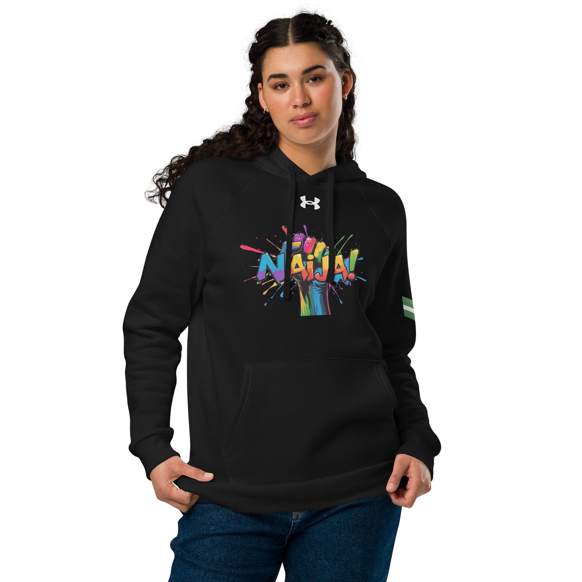 Naija Power Under Armour® Black hoodie - Naija Of Course streetwear fashion