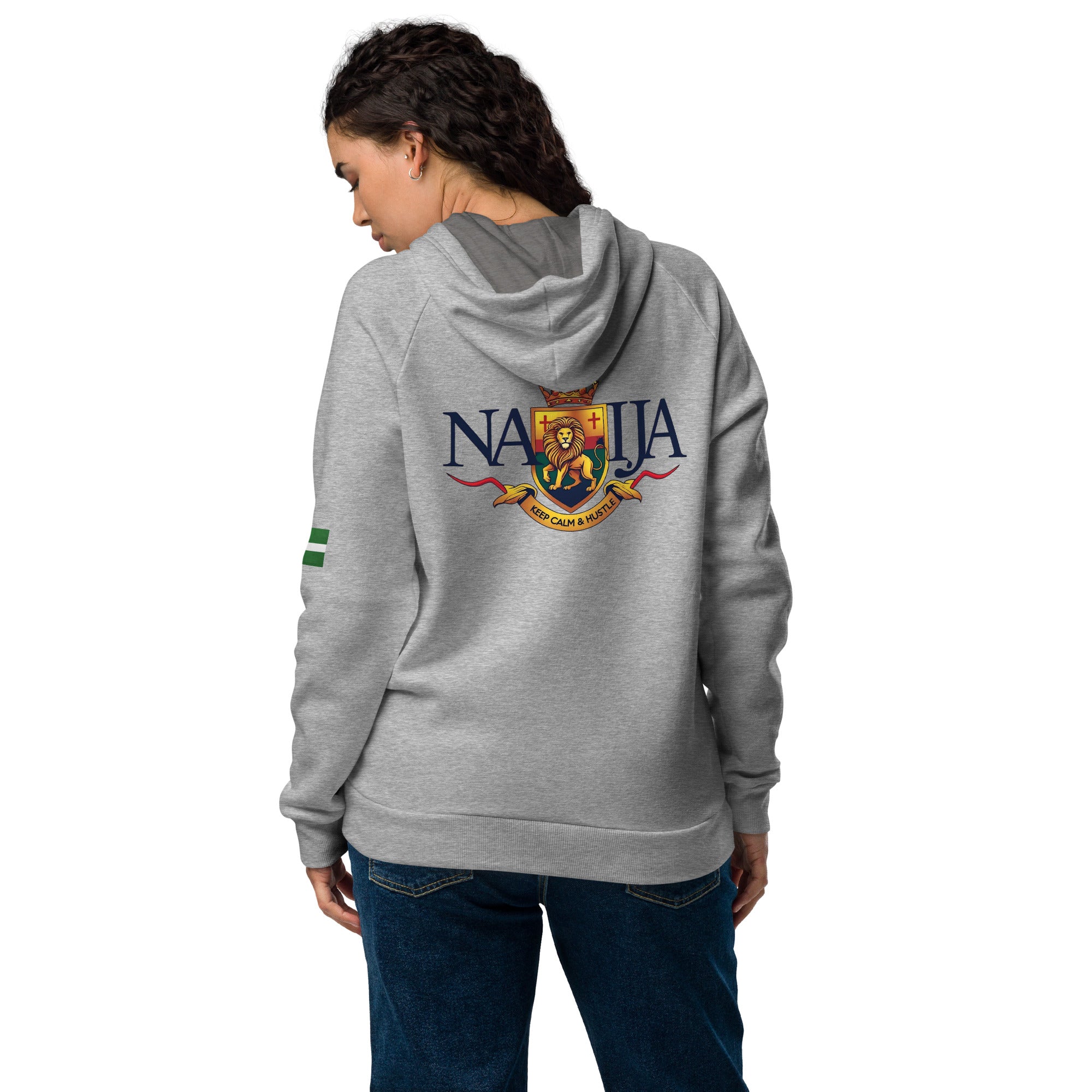 Naija-Keep Calm & Hustle Under Armour® hoodie - Naija Of Course Fashion- grey, back view
