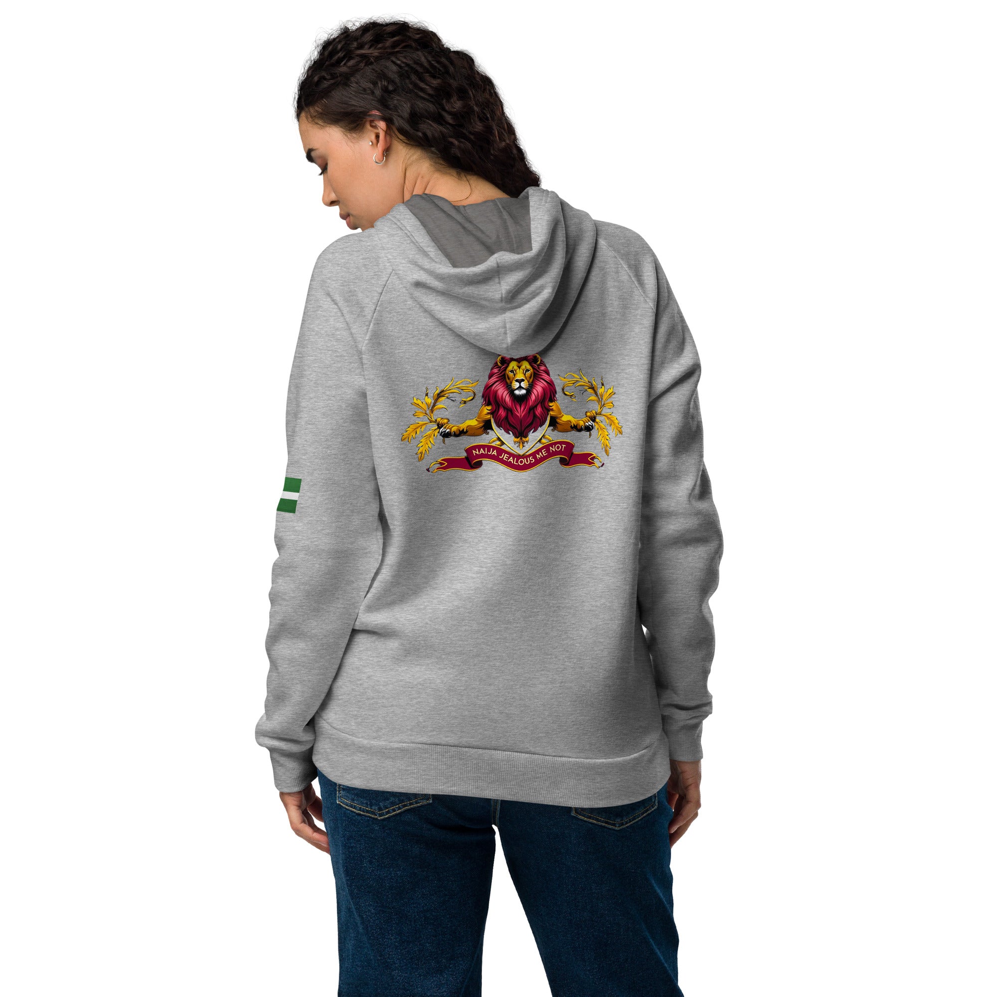 Naija- Jealous Me Not Under Armour® hoodie - Naija Of Course Fashion, Grey, back view, Female Model