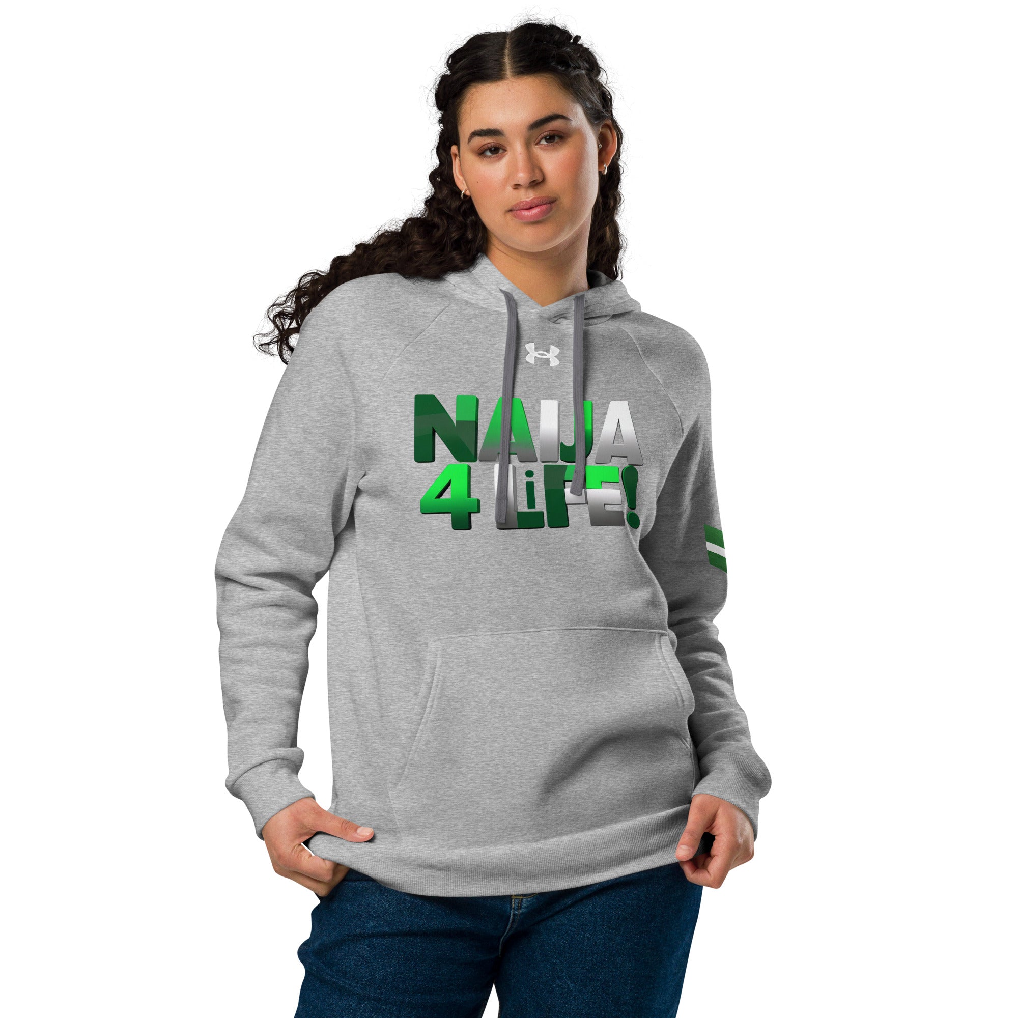 Naija 4 Life Under Armour® Grey hoodie - Naija Of Course streetwear fashion