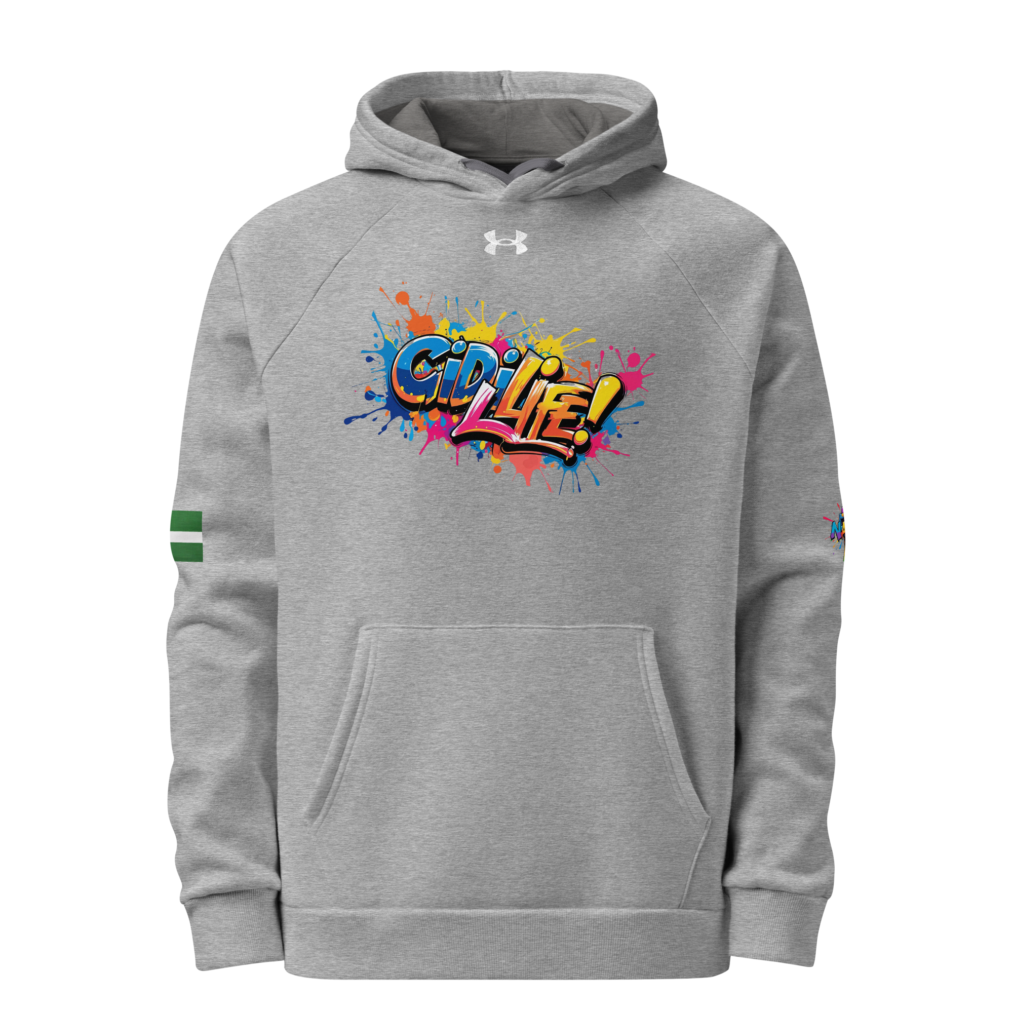 Gidi Life & Naija Power Under Armour® hoodie - Naija Of Course Fashion, grey hoodie.