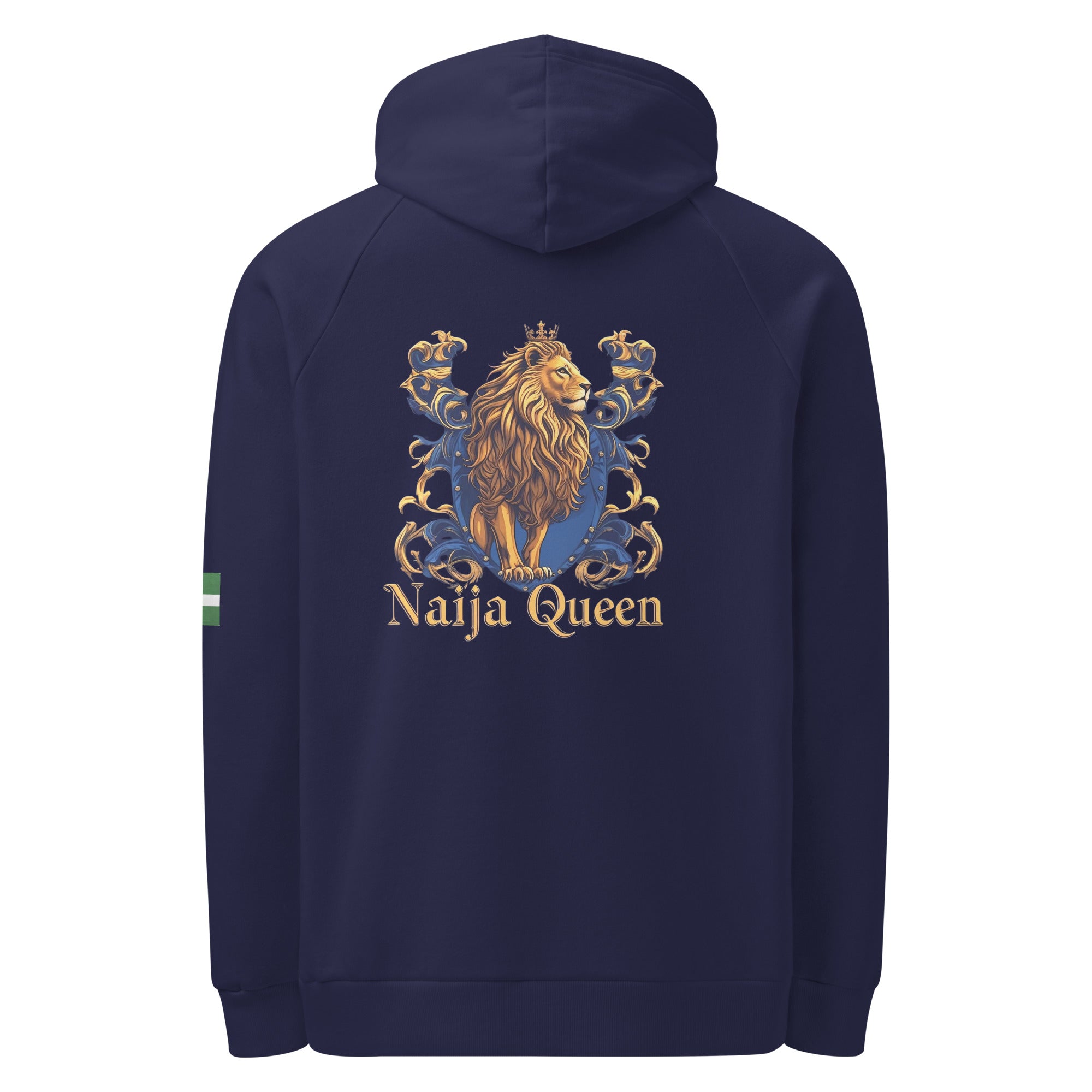 Naija- Queen Under Armour® hoodie - Naija Of Course Fashion, back view, blue hoodie