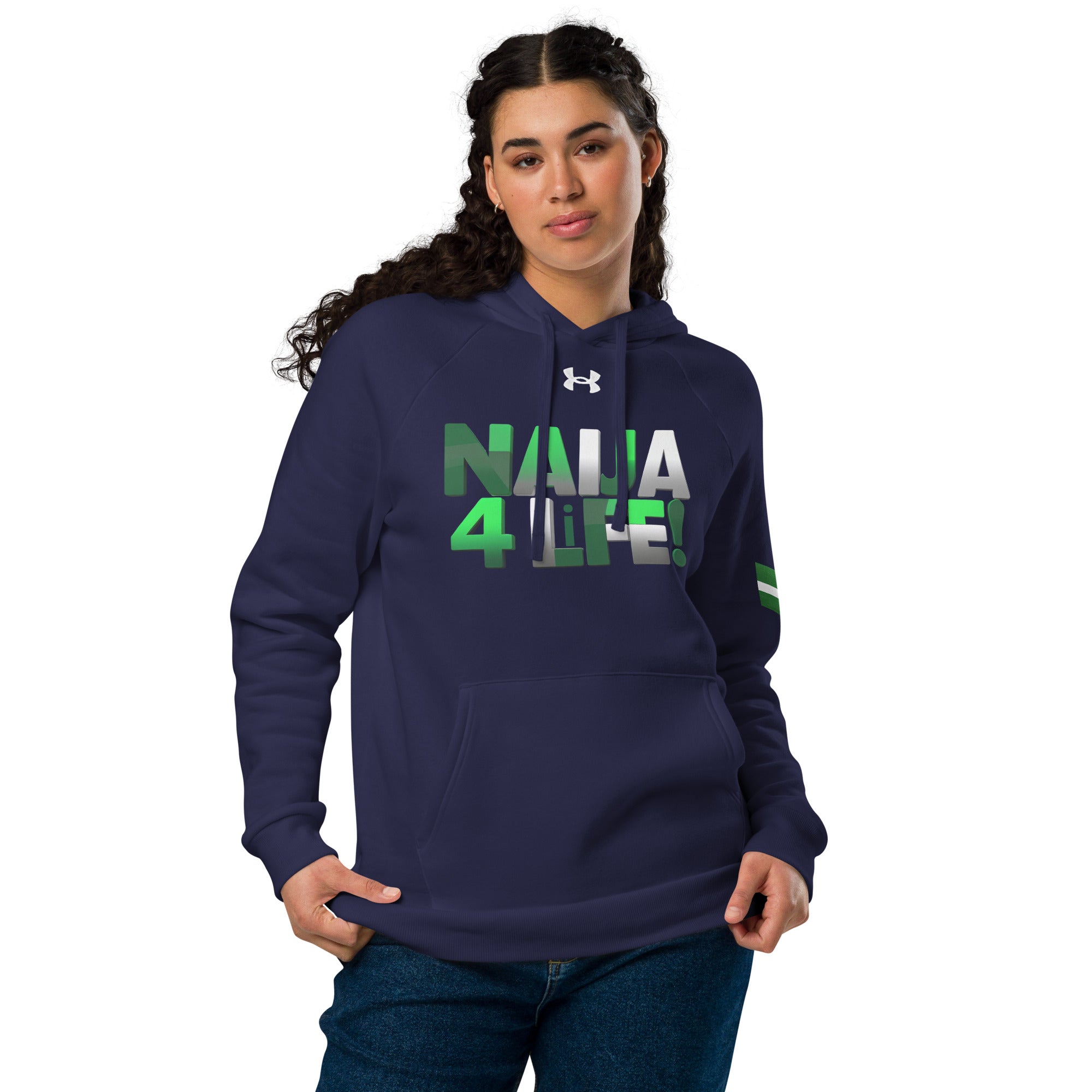 Naija 4 Life Under Armour® Blue hoodie - Naija Of Course streetwear fashion