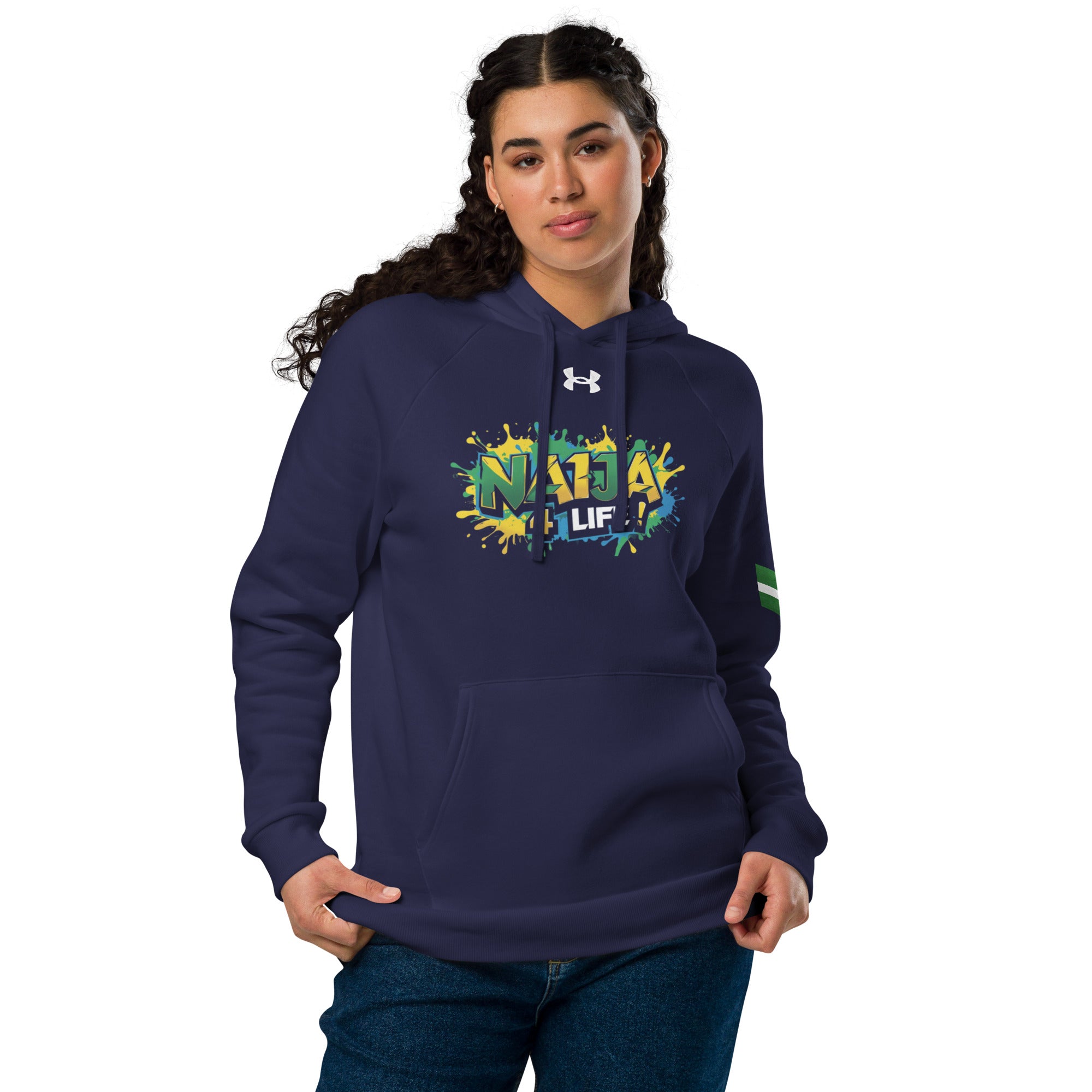 Naija 4 Life Under Armour® Blue hoodie - Naija Of Course streetwear fashion