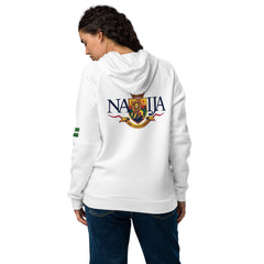 Naija-Keep Calm & Hustle Under Armour® hoodie - Naija Of Course Fashion- white back view of hoodie- female model