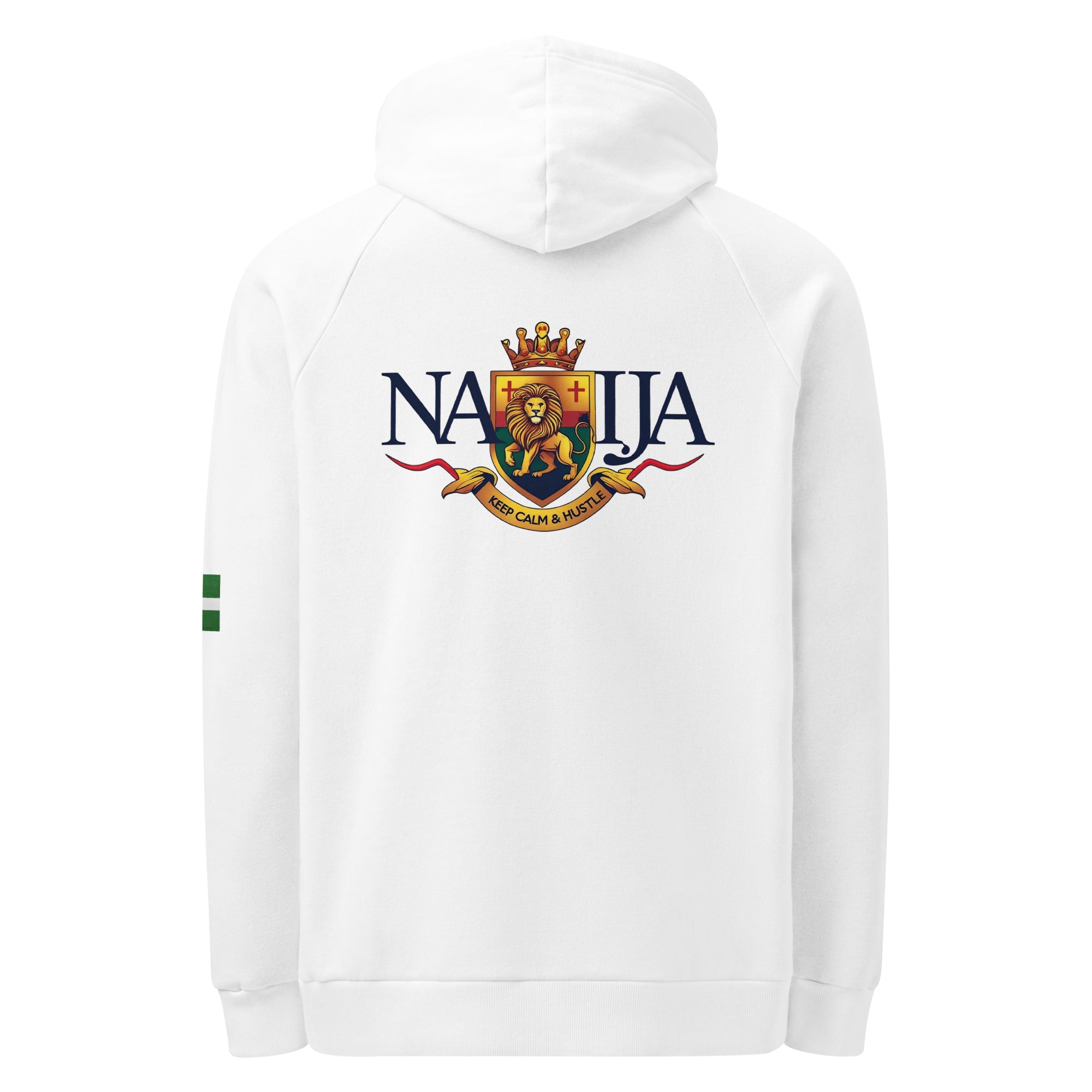 Naija-Keep Calm & Hustle Under Armour® hoodie - Naija Of Course Fashion-white back view of hood