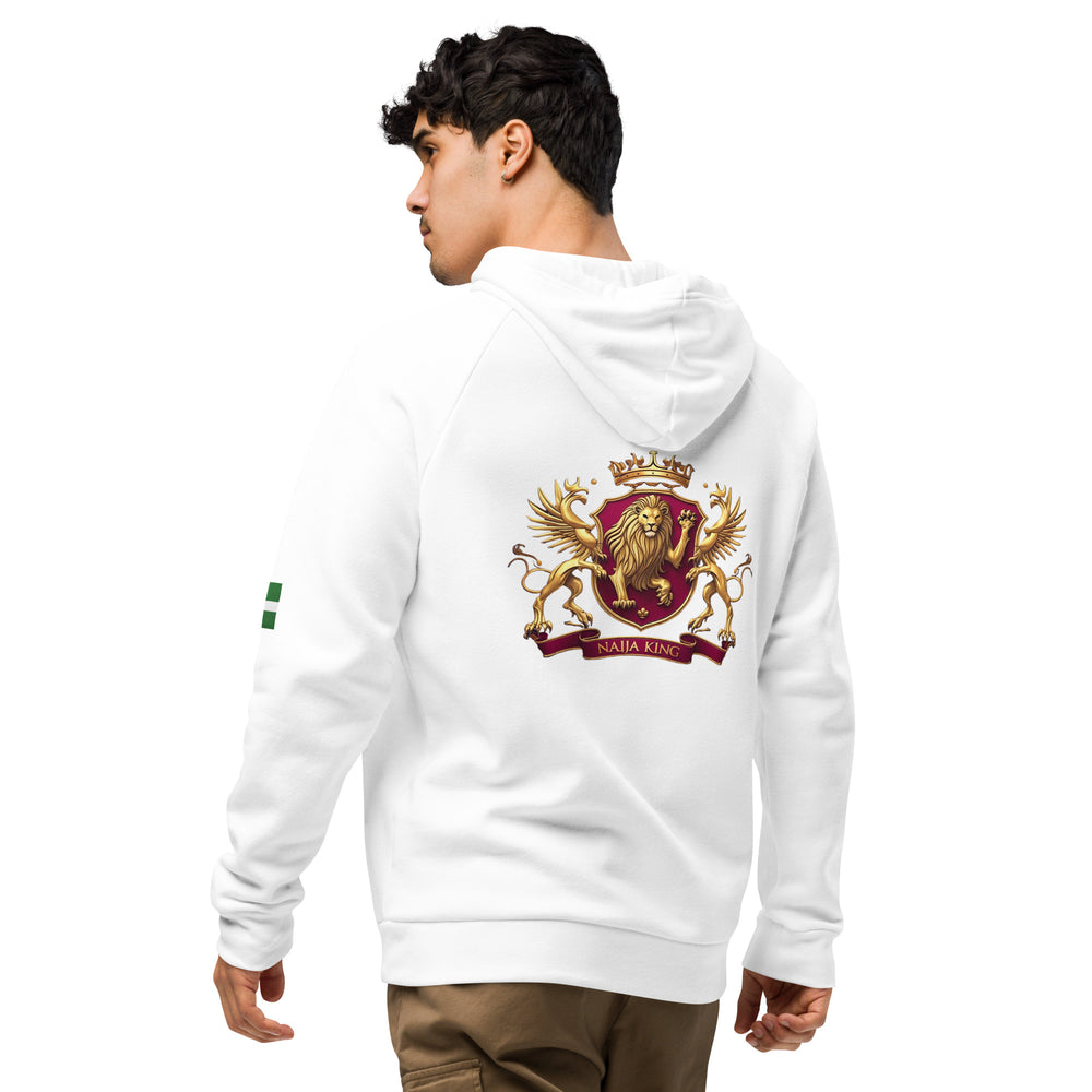 Naija king Under Armour® hoodie - Naija Of Course Fashion, Male Model White Hoodie, Back view