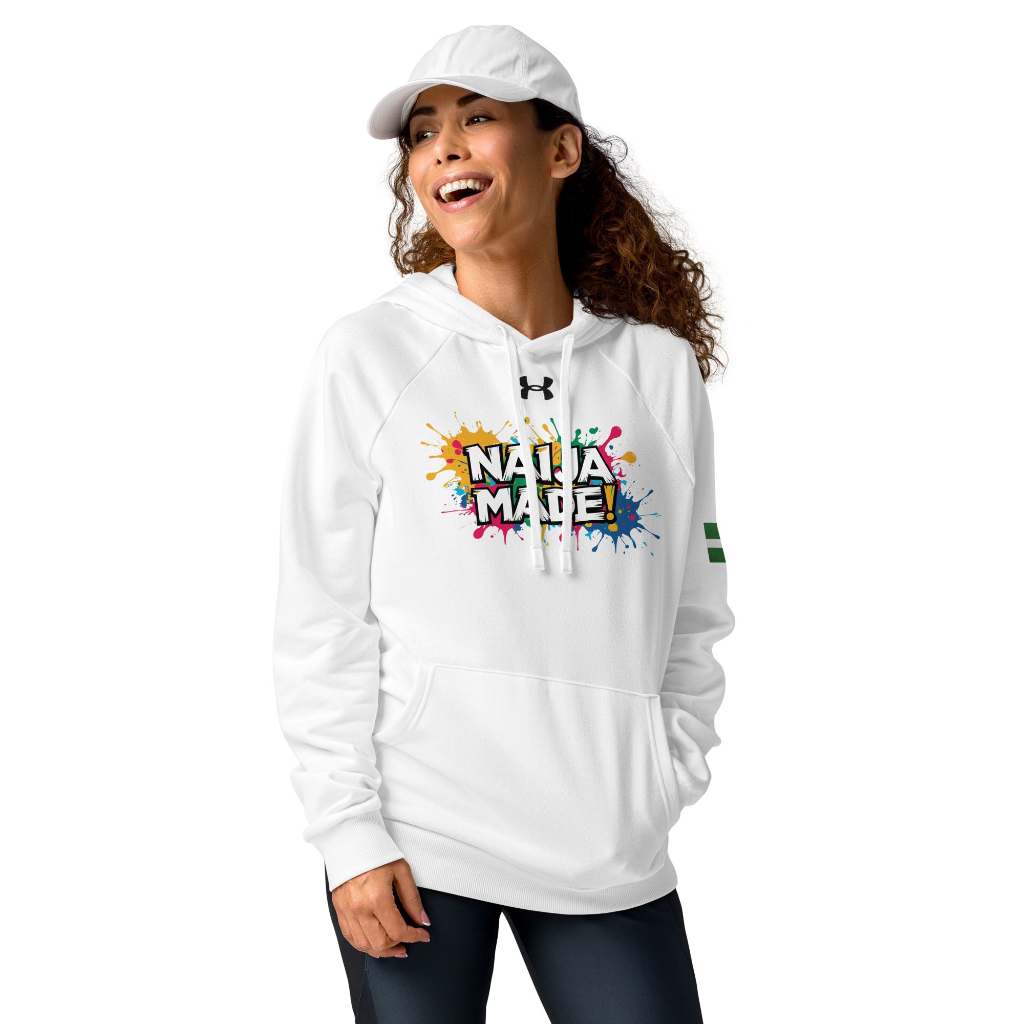 Naija Made Under Armour Hoodie in white- Naija Of Course