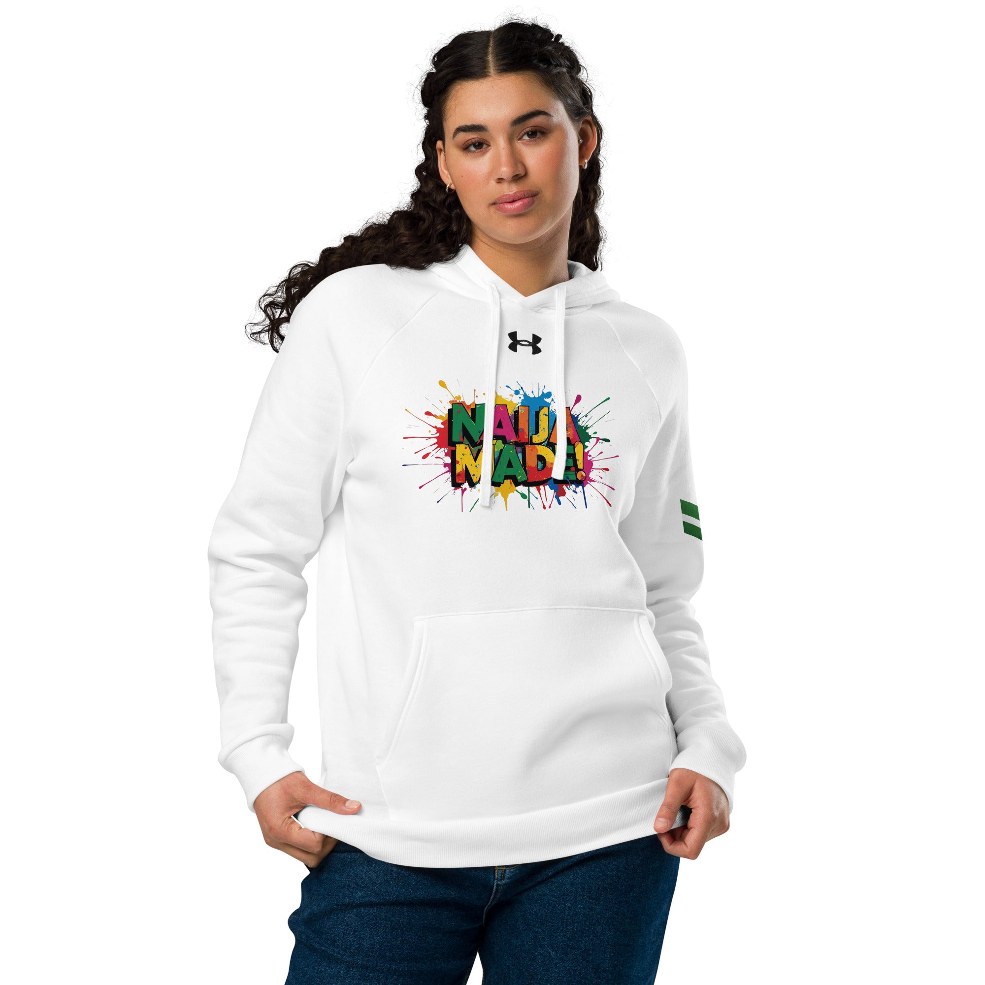 Naija Made Under Armour® White hoodie - Naija Of Course streetwear fashion