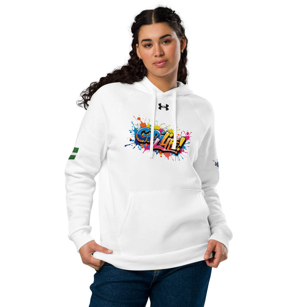 Gidi Life & Naija Power Under Armour® hoodie - Naija Of Course Fashion, white hoodie- front view