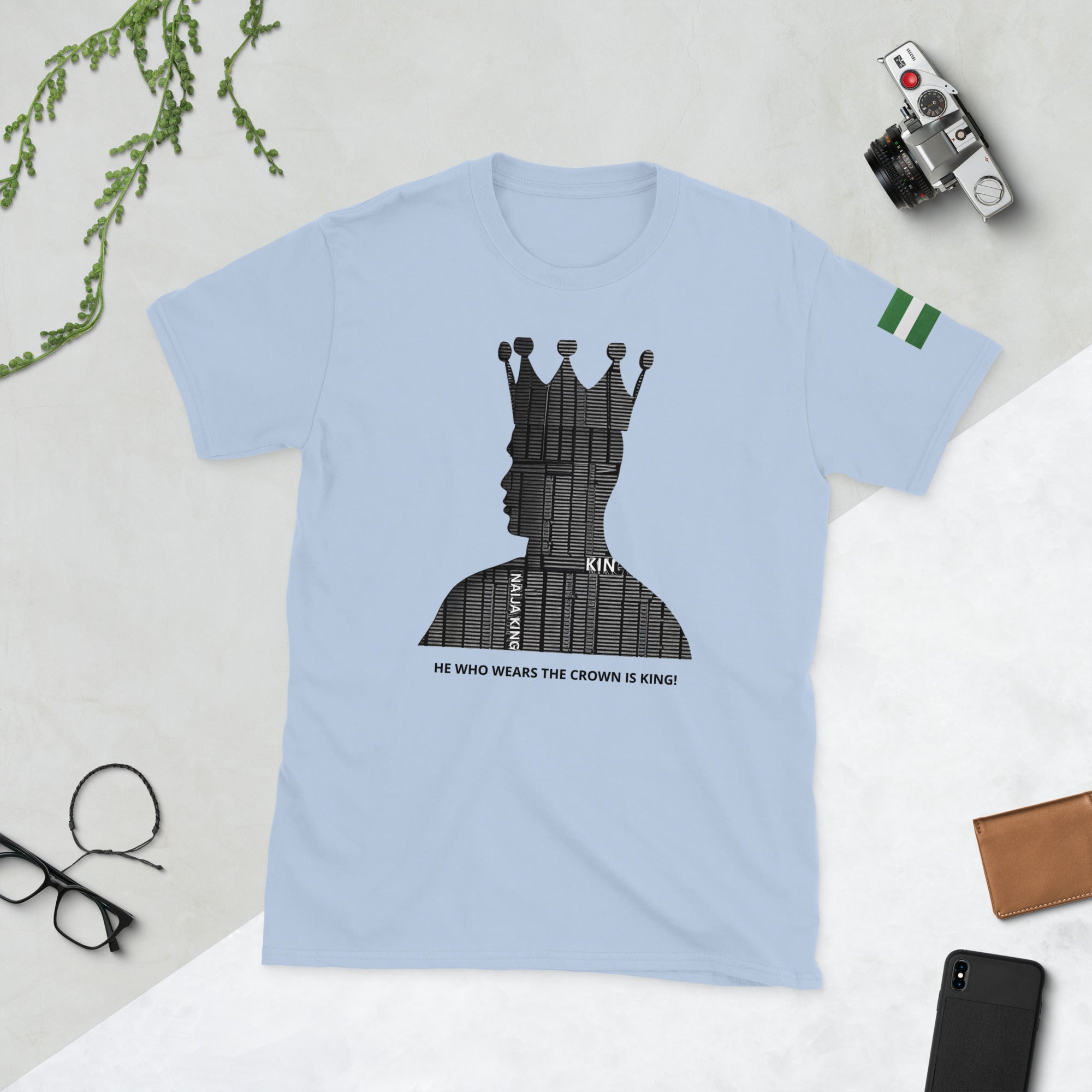 Naija King Unisex Baby Blue T-Shirt - Naija Of Course streetwear fashion